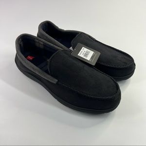 Hanes Mens Size 14-15 Moccasin Slipper Indoor Outdoor Memory Foam Microsuede New